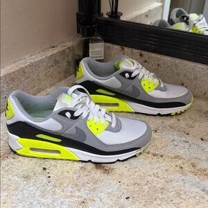 Nike Air Max 90 Neon Yellow and Gray Sneakers size 8